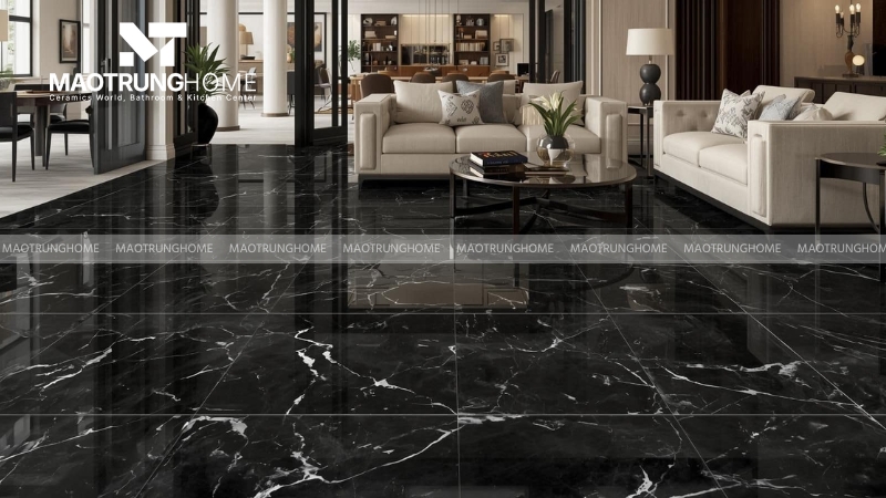 Gạch vân đá tông màu đen và nâu đậm (Mẫu 5)