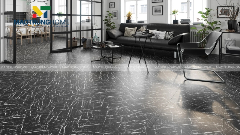 Gạch vân đá tông màu đen và nâu đậm (Mẫu 1)