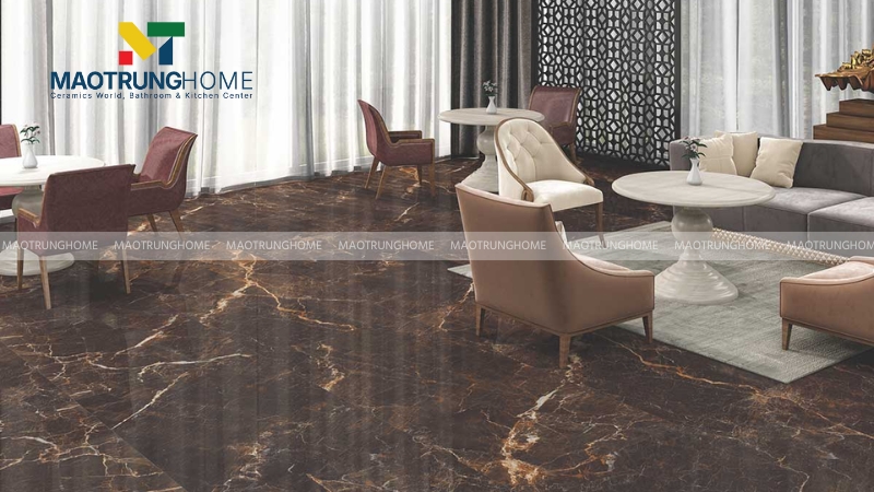 Gạch vân đá tông màu đen và nâu đậm (Mẫu 7)