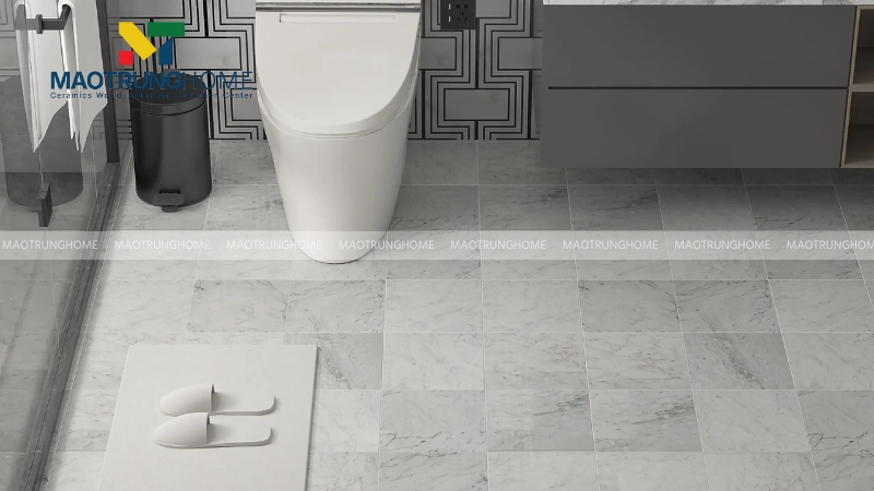 Gạch vân đá tông màu trắng và kem (Mẫu 3)