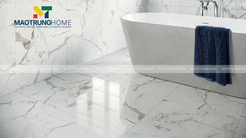 Gạch vân đá tông màu trắng và kem (Mẫu 5)