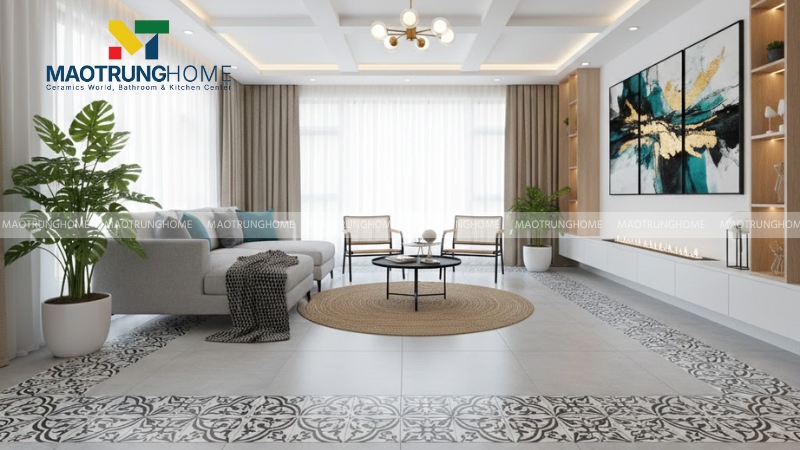 Gạch bông viền đen phong cách Indochine (Mẫu 1)