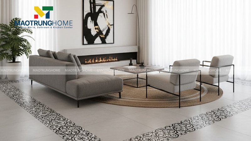 Gạch bông viền đen phong cách Indochine (Mẫu 5)