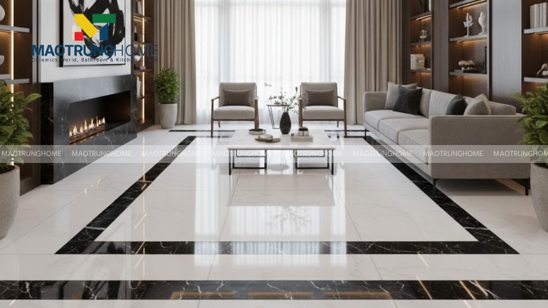 Gạch vân đá marble viền đen (Mẫu 2)