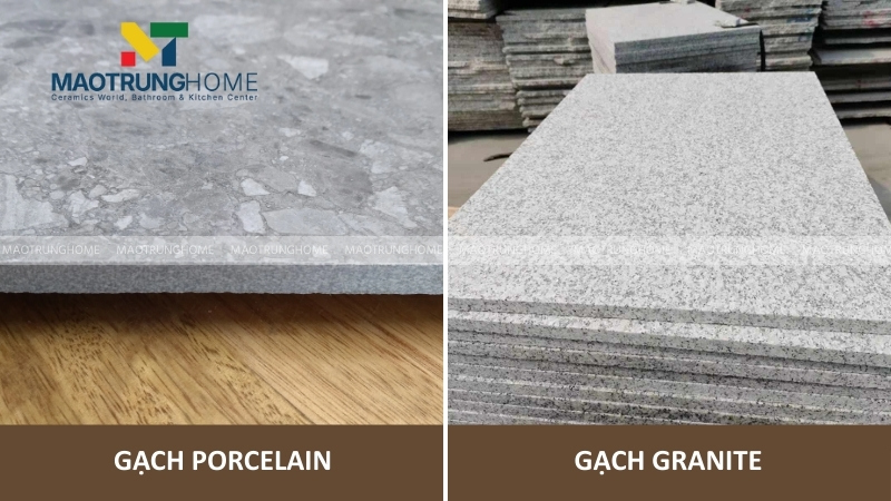 Gạch lát nền viền đen có độ bền từ chất liệu porcelain và granite