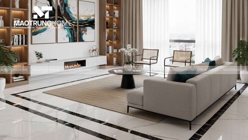 Gạch vân đá marble viền đen (Mẫu 3)