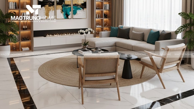 Gạch vân đá marble viền đen (Mẫu 4)