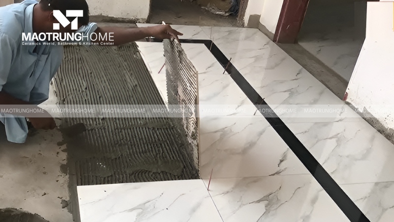 Lưu ý kỹ thuật khi thi công gạch lát nền viền đen