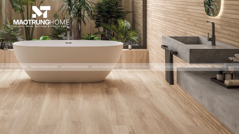 Gạch nhám vân gỗ ấm cúng (Mẫu 1)