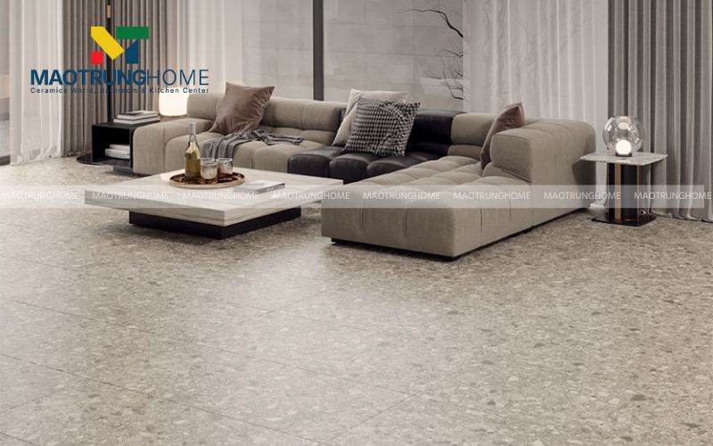  Sự trở lại đầy nghệ thuật của gạch Terrazzo hạt đá trong không gian phòng khách