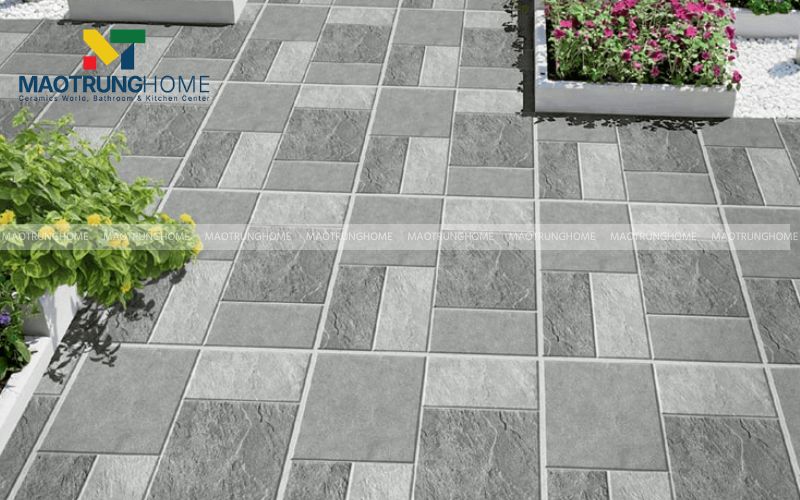 Sự phối hợp hoàn hảo các sắc thái xám của gạch giả đá trong thiết kế ngoại thất