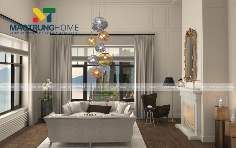 Gạch vân mây ghi xám tạo cảm giác thoáng đạt cho diện tích nhỏ