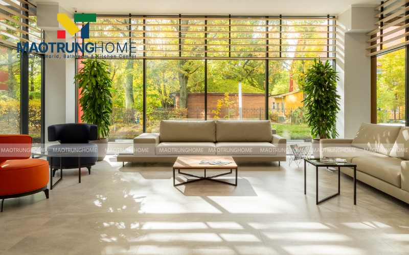 Mẫu gạch vân đá Volakas nền trắng vân mây tại Mao Trung Home