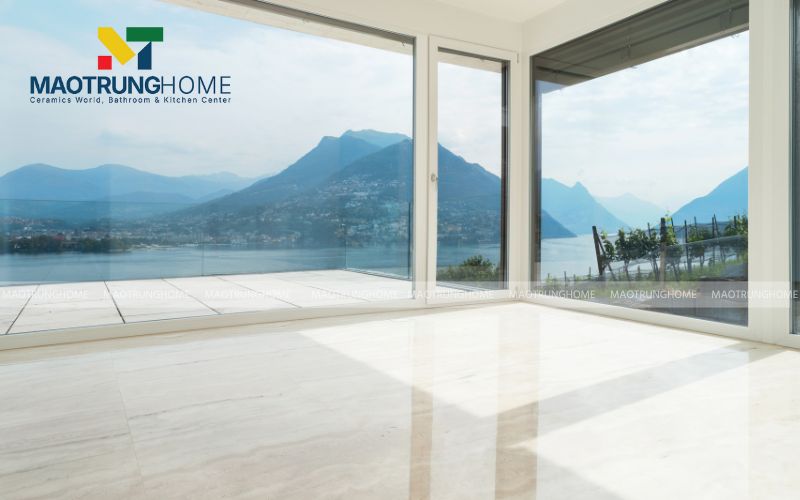 Vẻ đẹp sang trọng của vân đá Carrara với lớp men