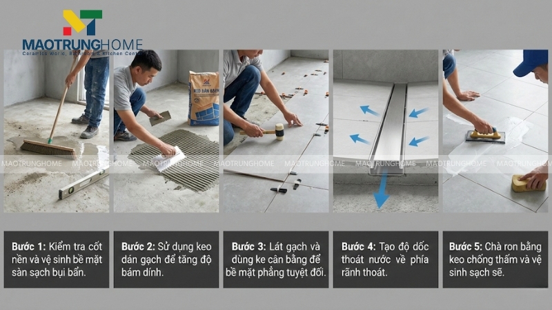 Các bước thi công gạch hiên nhà