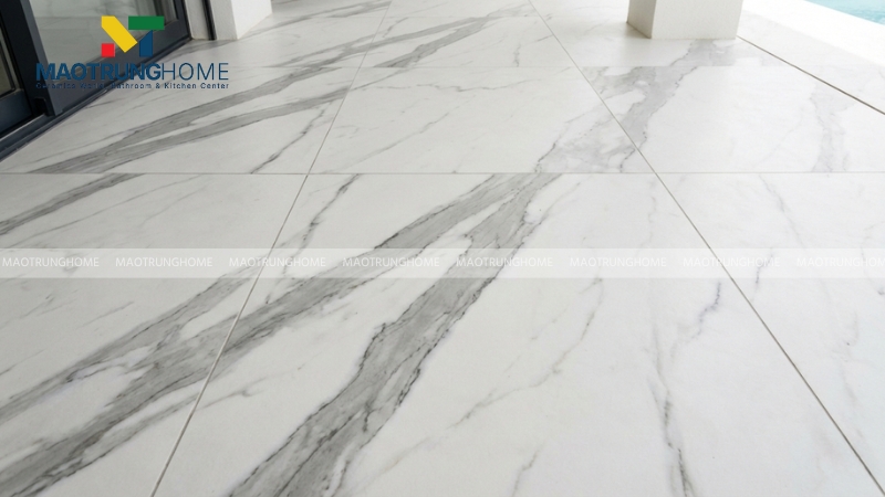 Gạch lát nền hiên nhà giả đá marble bề mặt mờ hiện đại