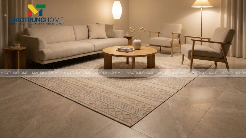 Gạch hoa văn vân đá marble cho phòng khách cảm giác ấm áp
