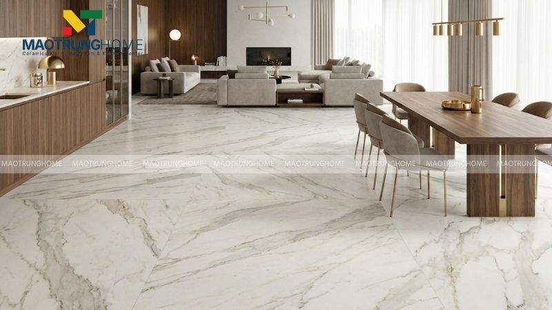 Sàn nhà lát gạch Marble khổ lớn vân đá tự nhiên liền mạch