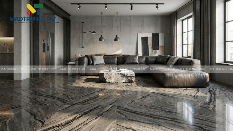 Sàn nhà gạch Stone khổ lớn vân đá tự nhiên mạnh mẽ