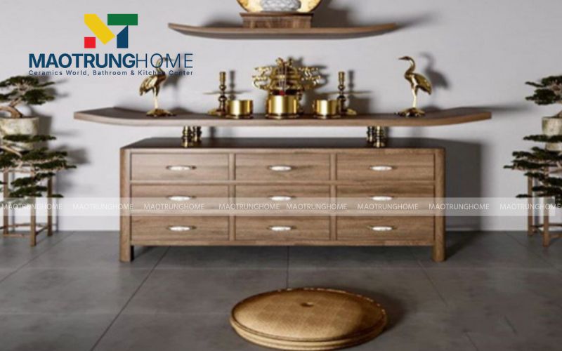 Gạch vân đá xám đậm mang lại vẻ đẹp tĩnh lặng và chiều sâu