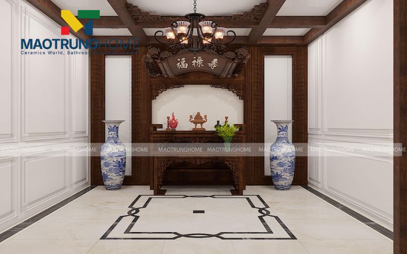 Vách ngăn CNC tinh xảo điểm nhấn tôn nghiêm cho không gian thờ tự
