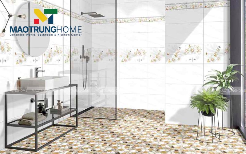 Gạch Mosaic gốm tạo điểm nhấn nghệ thuật cho khu vực sàn nước