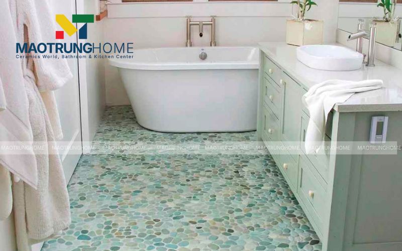 Tăng độ bám cho sàn phòng tắm đứng nhờ các đường ron Mosaic