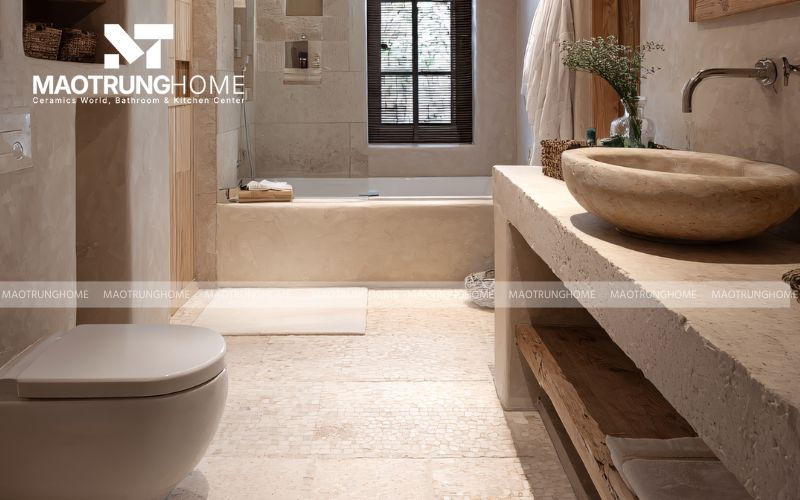 Gạch Porcelain vân đá mờ mang lại vẻ đẹp bền vững cho sàn nước
