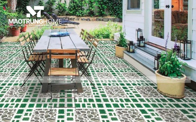 Vẻ đẹp thô mộc từ các mẫu gạch lát sân vườn 40x40 vân đá xám