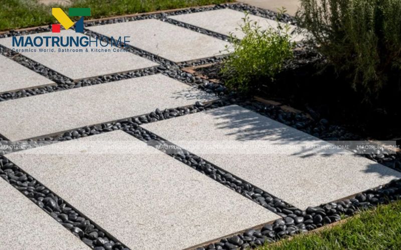 Các mẫu gạch lát sân vườn 40x40 giả sỏi có bề mặt định hình chống trơn