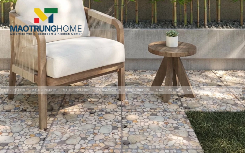 Gạch giả sỏi bề mặt dập nổi khối giúp chống trơn trượt