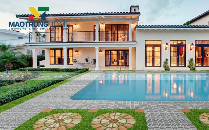 Không gian ngoại thất luôn tươi mới với mẫu gạch cỏ xanh mướt