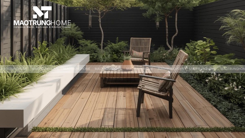 Gạch thẻ giả gỗ ngoại thất lát sân (Mẫu 4)