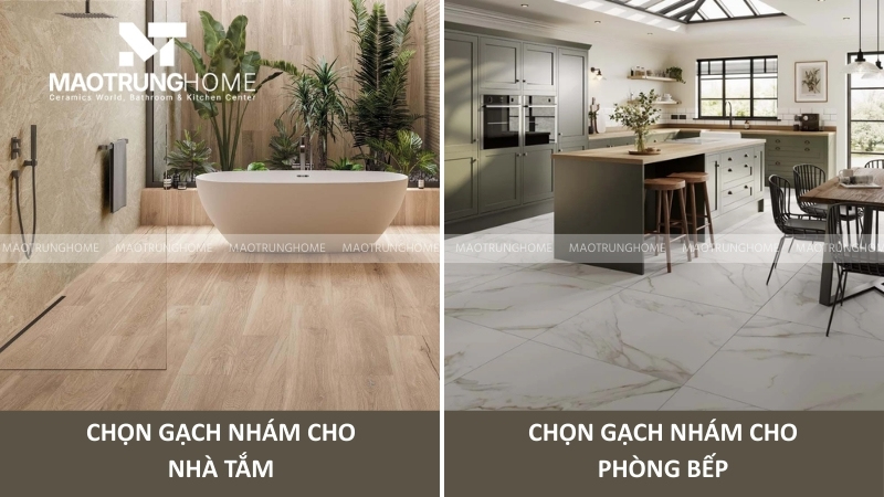 Gạch bề mặt nhám chống trơn cho nhà tắm và bếp