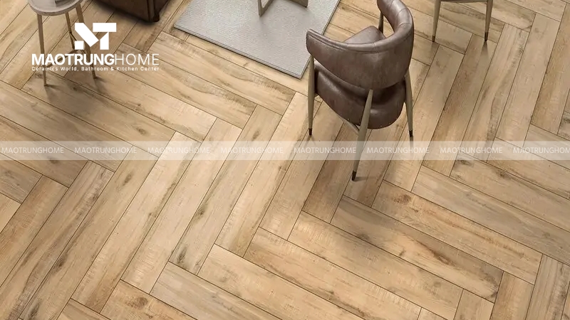 Lát trục xương cá dọc theo hướng ánh sáng từ cửa sổ để làm nổi bật vân gỗ