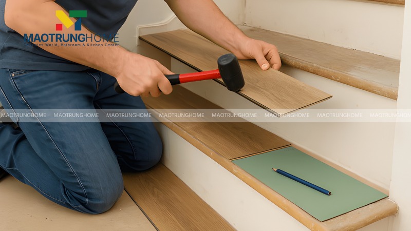 Cách lát gạch chiếu nghỉ cầu thang để tránh bộp gạch