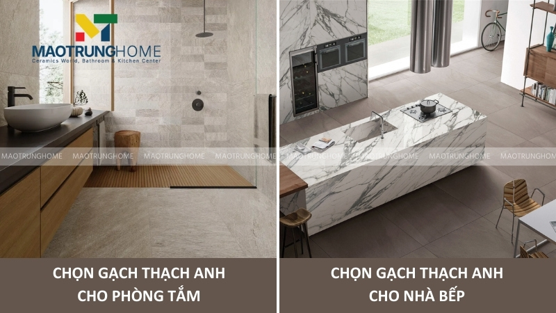 Chọn gạch thạch anh cho phòng tắm và nhà bếp