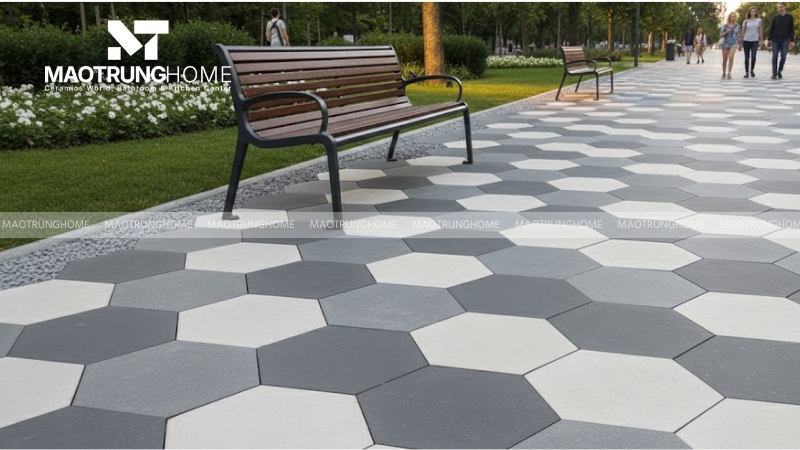 Mẫu gạch lục giác phối màu kiểu tổ ong hiện đại (Mẫu 1)