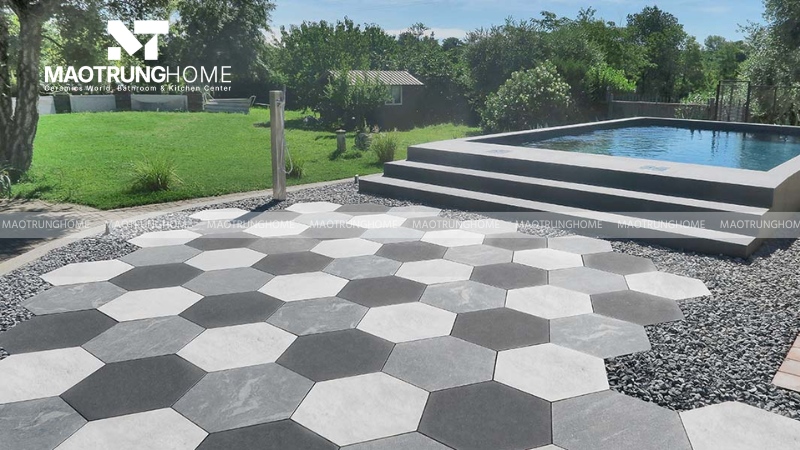 Mẫu gạch lục giác phối màu kiểu tổ ong hiện đại (Mẫu 2)