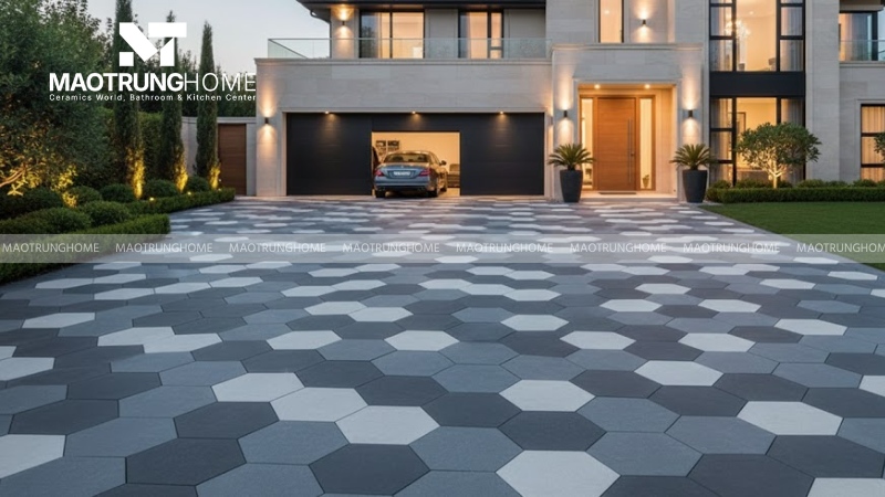 Mẫu gạch lục giác phối màu kiểu tổ ong hiện đại (Mẫu 7)