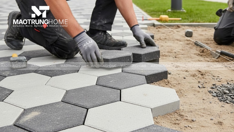 Quy trình thi công lát gạch lục giác đúng kỹ thuật