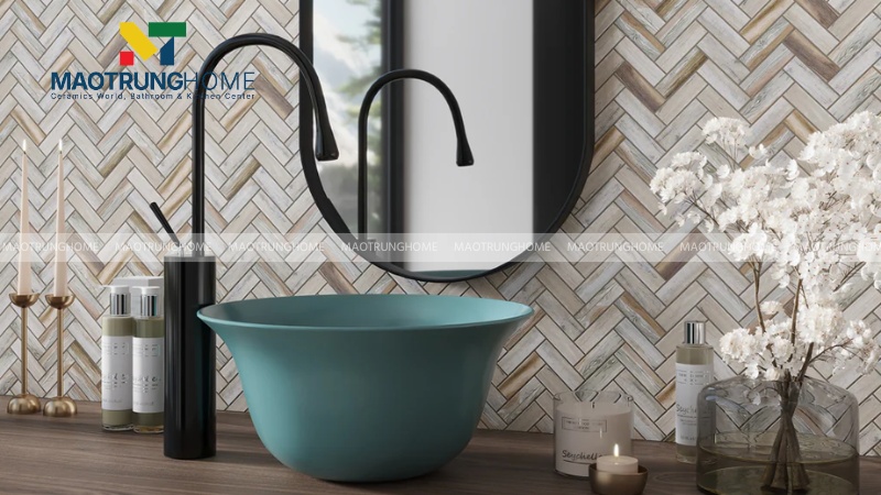 Gạch mosaic xương cá ốp nhà tắm (Mẫu 3)