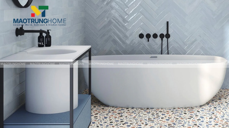 Gạch mosaic xương cá ốp nhà tắm (Mẫu 4)