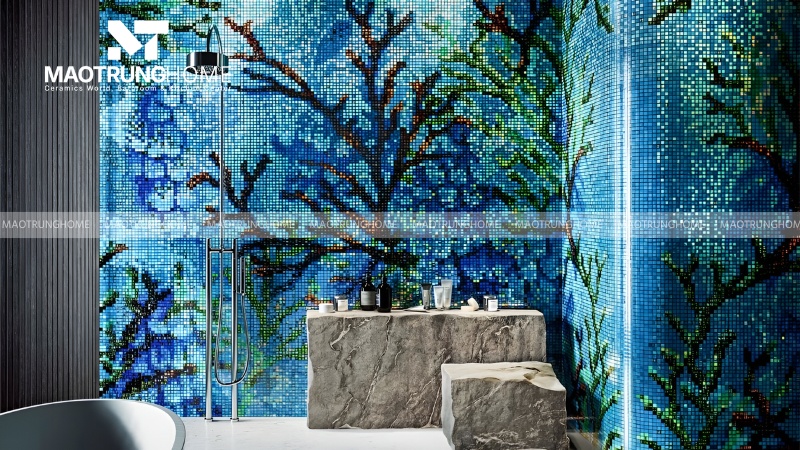 Gạch mosaic tranh nghệ thuật ốp nhà tắm (Mẫu 1)