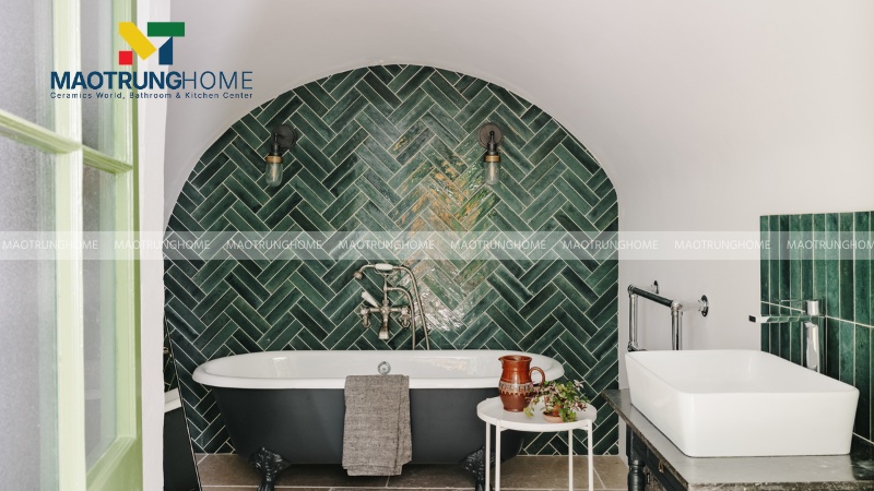 Nên lựa chọn gạch mosaic cho phòng tắm diện tích lớn để tạo điểm nhấn