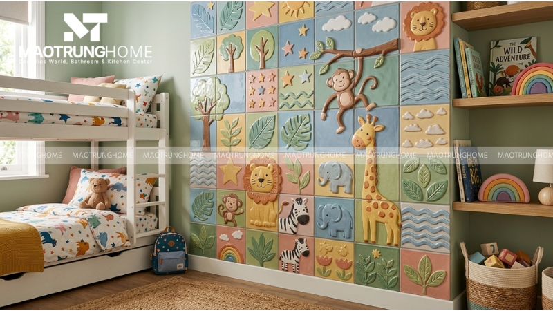 Mẫu gạch có độ nổi khối nhẹ tạo hiệu ứng thị giác thú vị
