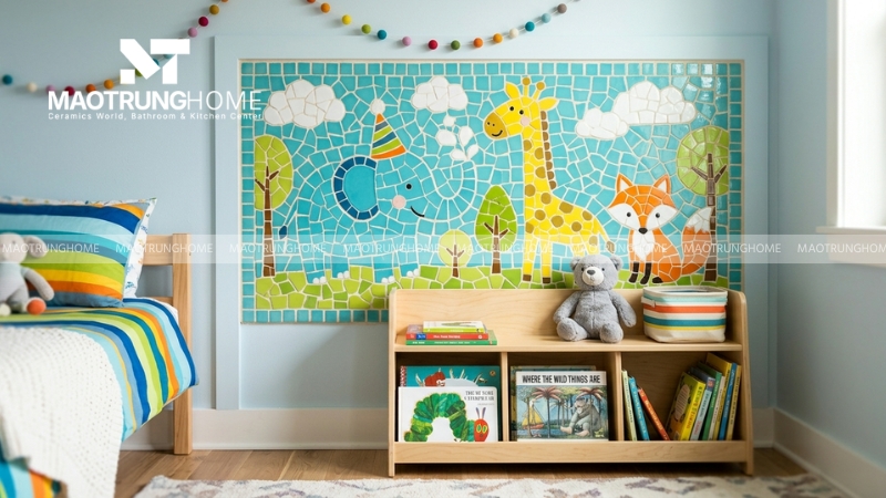 Gạch moasic với các hình hoạt hình thu hút