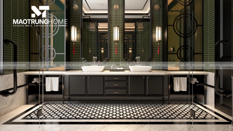 Gạch bông đen trắng phong cách Indochine (Mẫu 2)