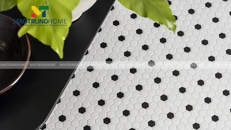 Gạch lục giác và gạch Mosaic đen trắng (Mẫu 1)