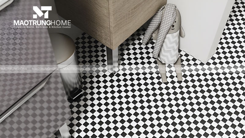 Gạch lục giác và gạch Mosaic đen trắng (Mẫu 3)